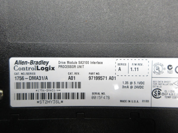 ALLEN BRADLEY 1756-DMA31 SER. A F/W 1.11 REV. A01 (AS PICTURED) NSNP