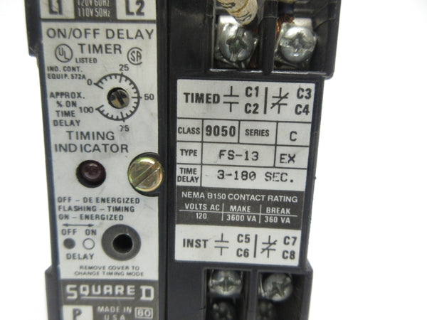 SQUARE D 9050FS-13 SER. C 120VAC 3-180S UNMP