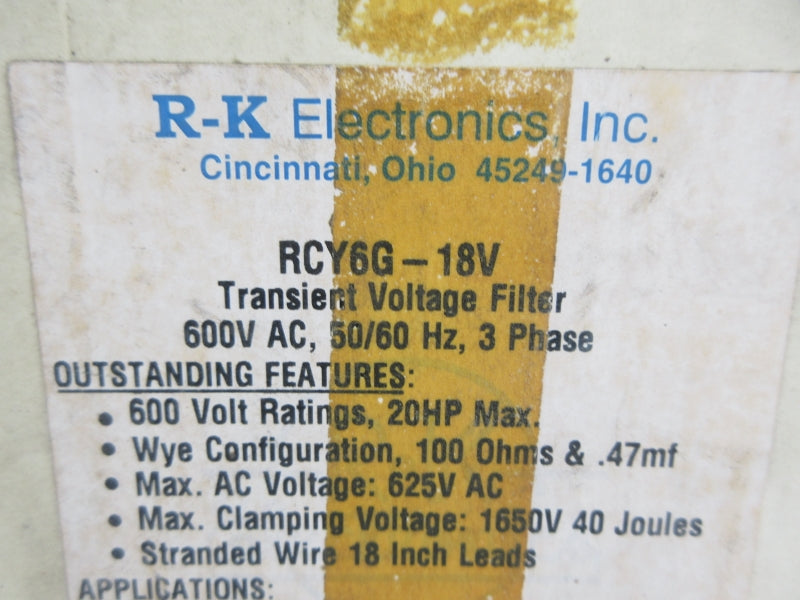R-K ELECTRONICS RCY6G-18V 600VAC NSMP