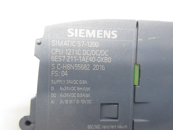 SIEMENS 6ES7 211-1AE40-0XB0 24VDC 0.9A (AS PICTURED) NSNP