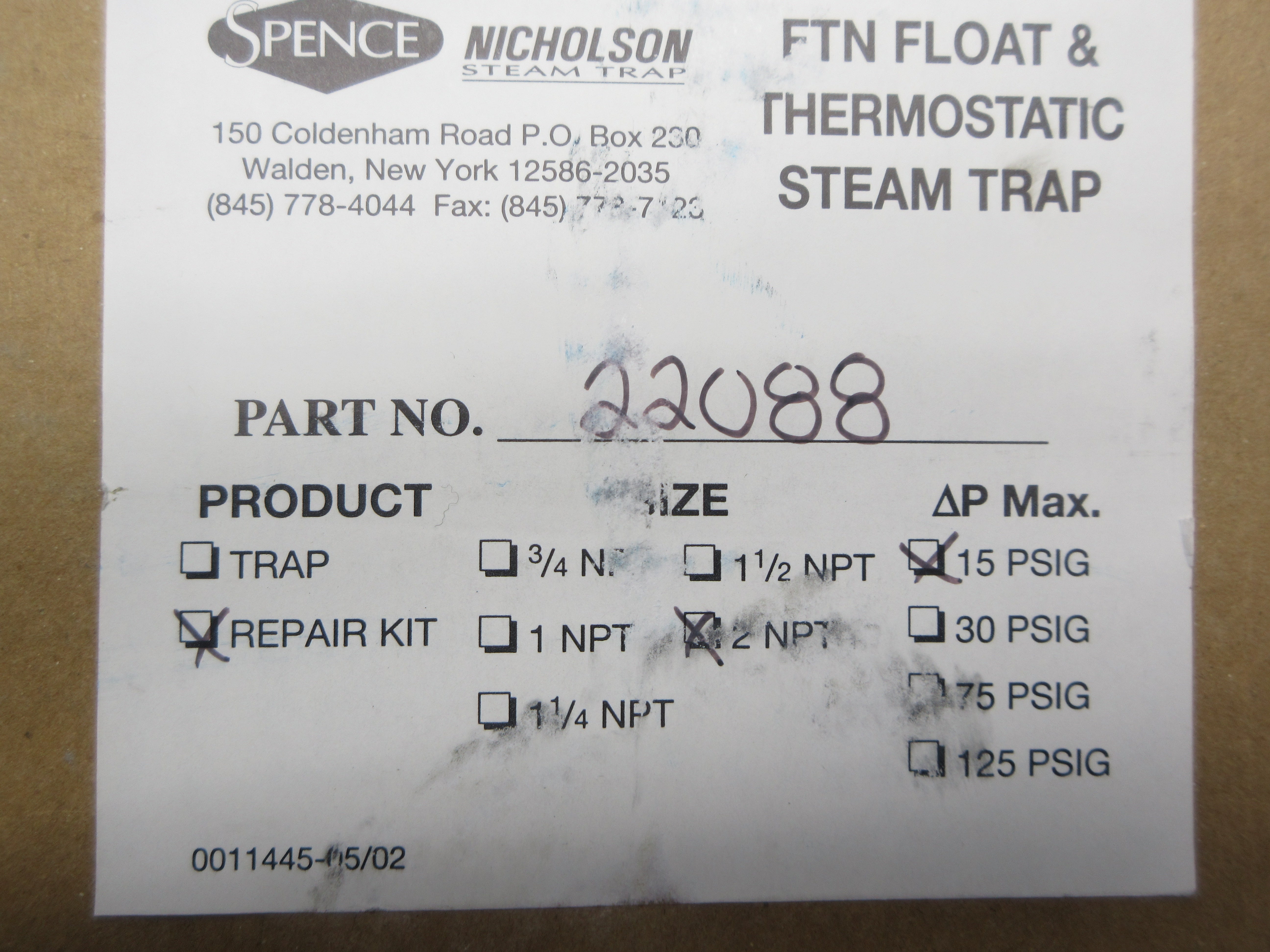 SPENCE 22088 15PSI 2" NSFS