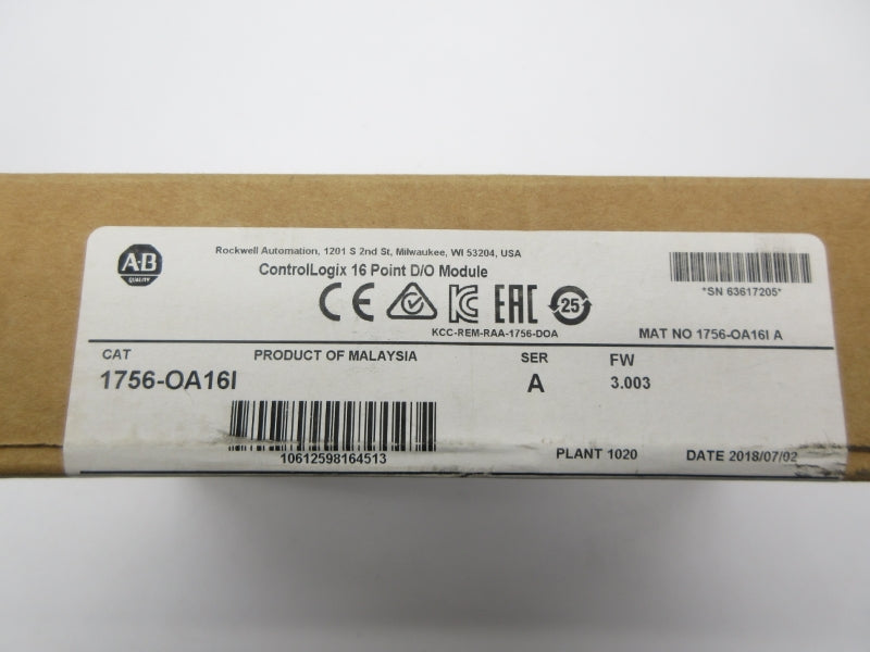 ALLEN BRADLEY 1756-OA16I SER. A F/W 3.003 DATE: 2018 NSFS