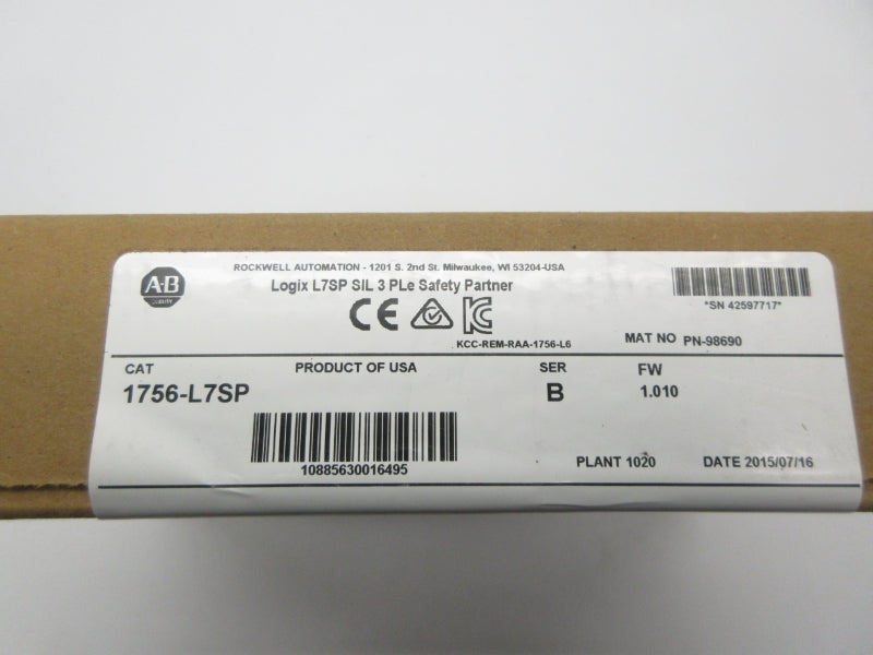 ALLEN BRADLEY 1756-L7SP SER. B F/W 1.010 DATE: 2015 NSFS