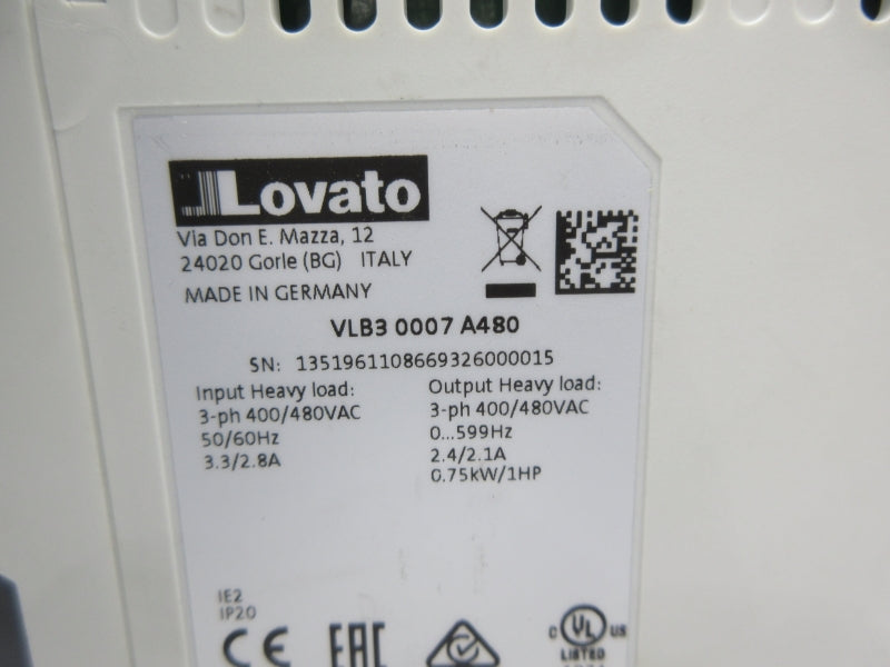 LOVATO VLB30007A480 400/480VAC 3.3/2.8A NSNP