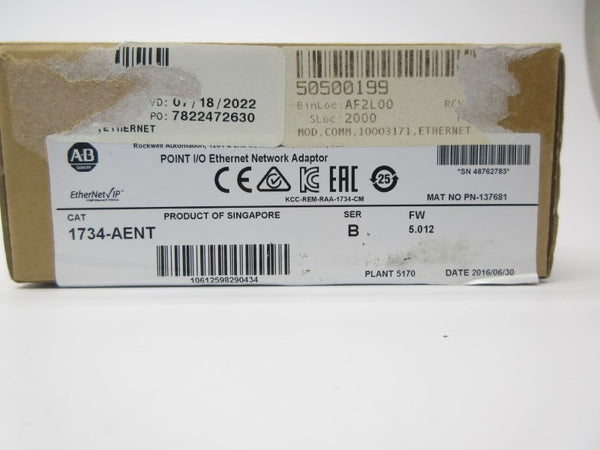 ALLEN BRADLEY 1734-AENT SER. B F/W 5.012 NSMP