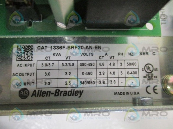 ALLEN BRADLEY 1336F-BRF20-AN-EN SER. C F/W 6.001 (REMANUFACTURED ) NSMP