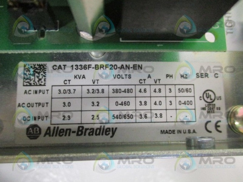 ALLEN BRADLEY 1336F-BRF20-AN-EN SER. C F/W 6.001 (REMANUFACTURED ) NSMP
