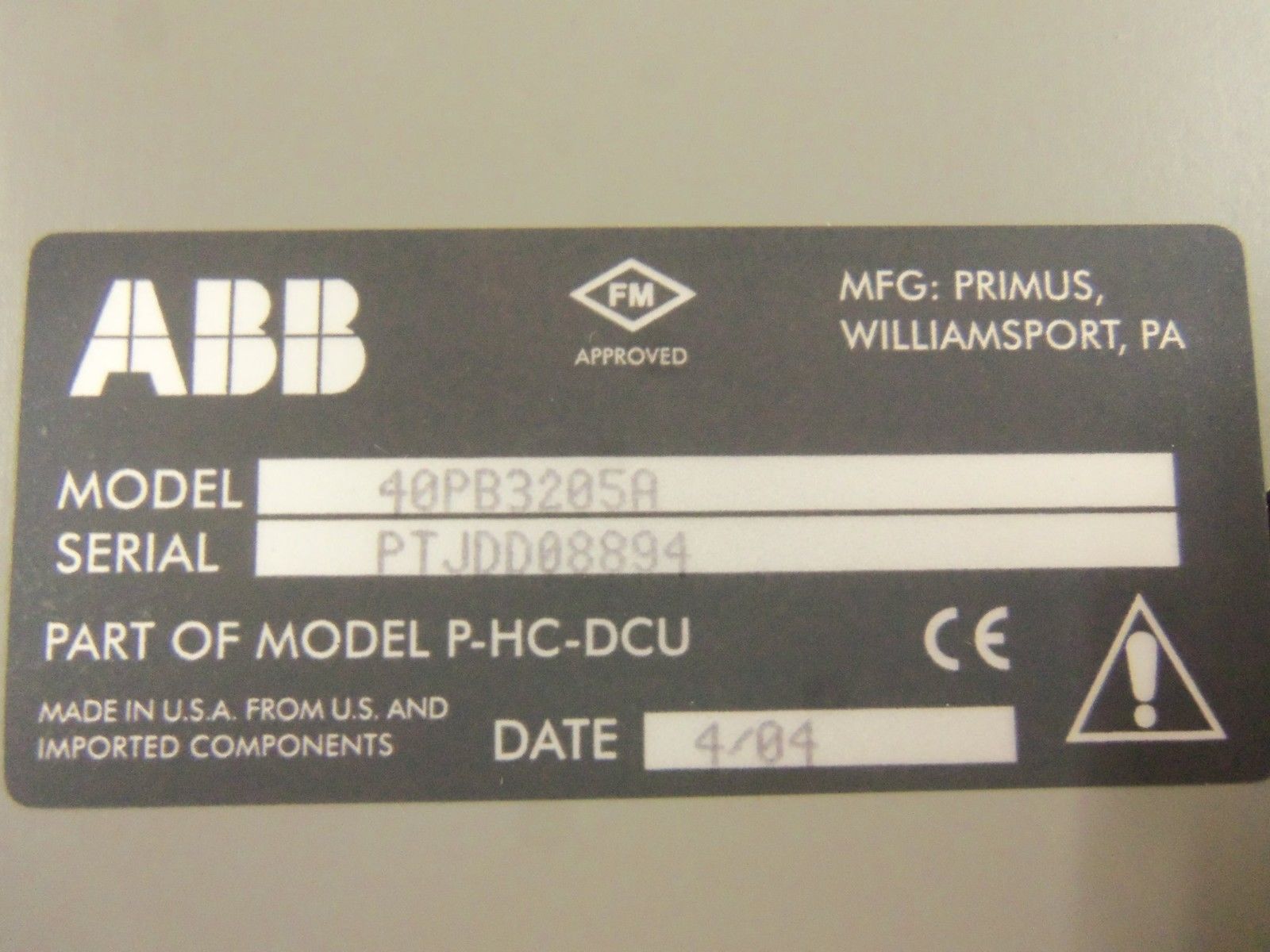 ABB 40PB3205A CONTROL UNMP