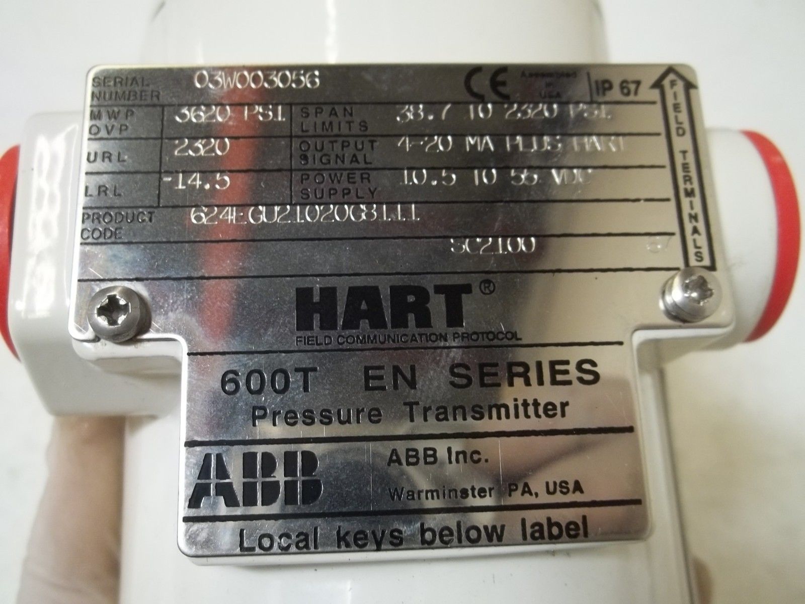 ABB 64EGU21020G8111 GAUGE PRESSURE TRANSMITTER NSNP