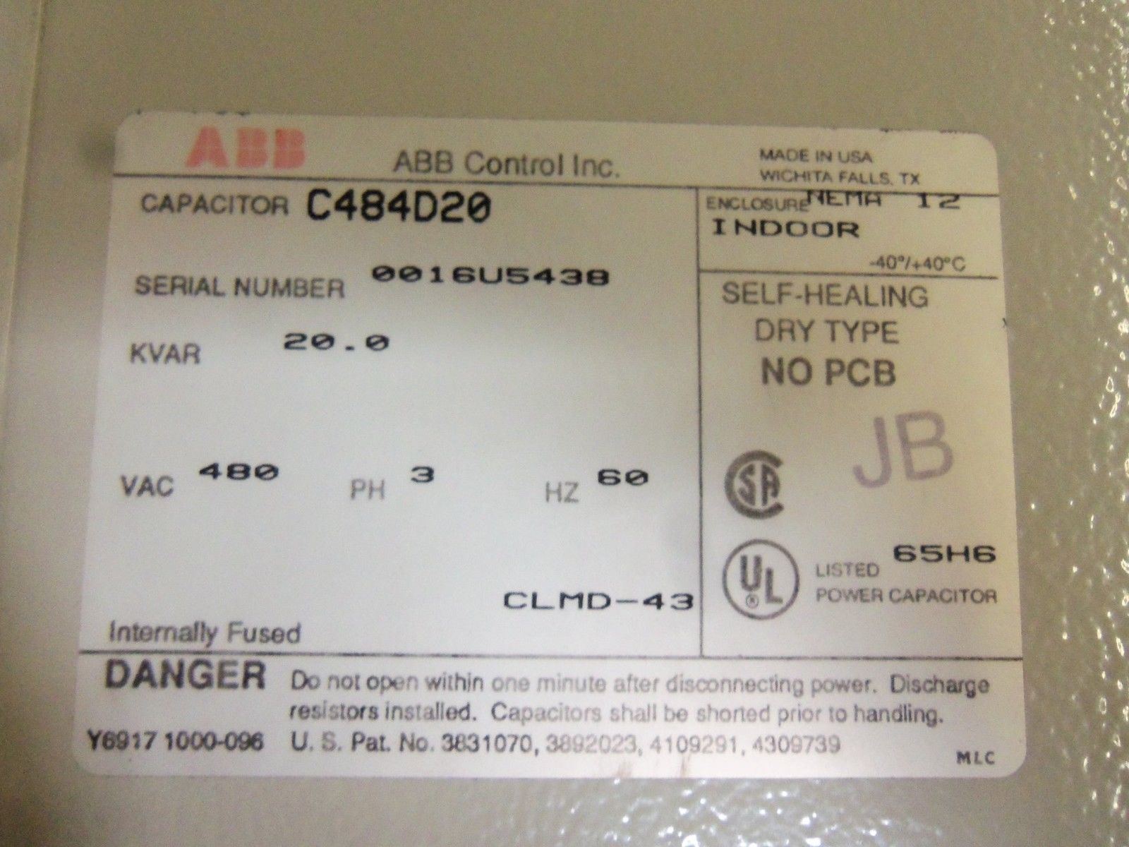 ABB C484D20 CAPACITOR UNMP