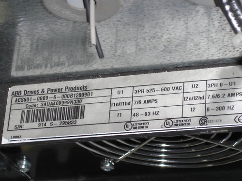 ABB DRIVE ACS601-0009-6-000B1200901 AC DRIVE 3PH 525-600 VAC UNMP