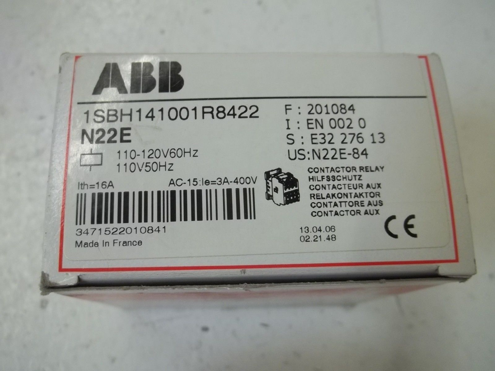 ABB N22E 1SBH141001R8422 CONTACTOR RELAY 110-120V  NSMP