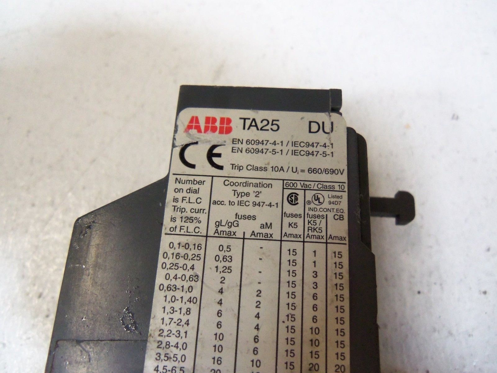 ABB OVERLOAD RELAY TA25-DU 0,25-0,4 UNMP