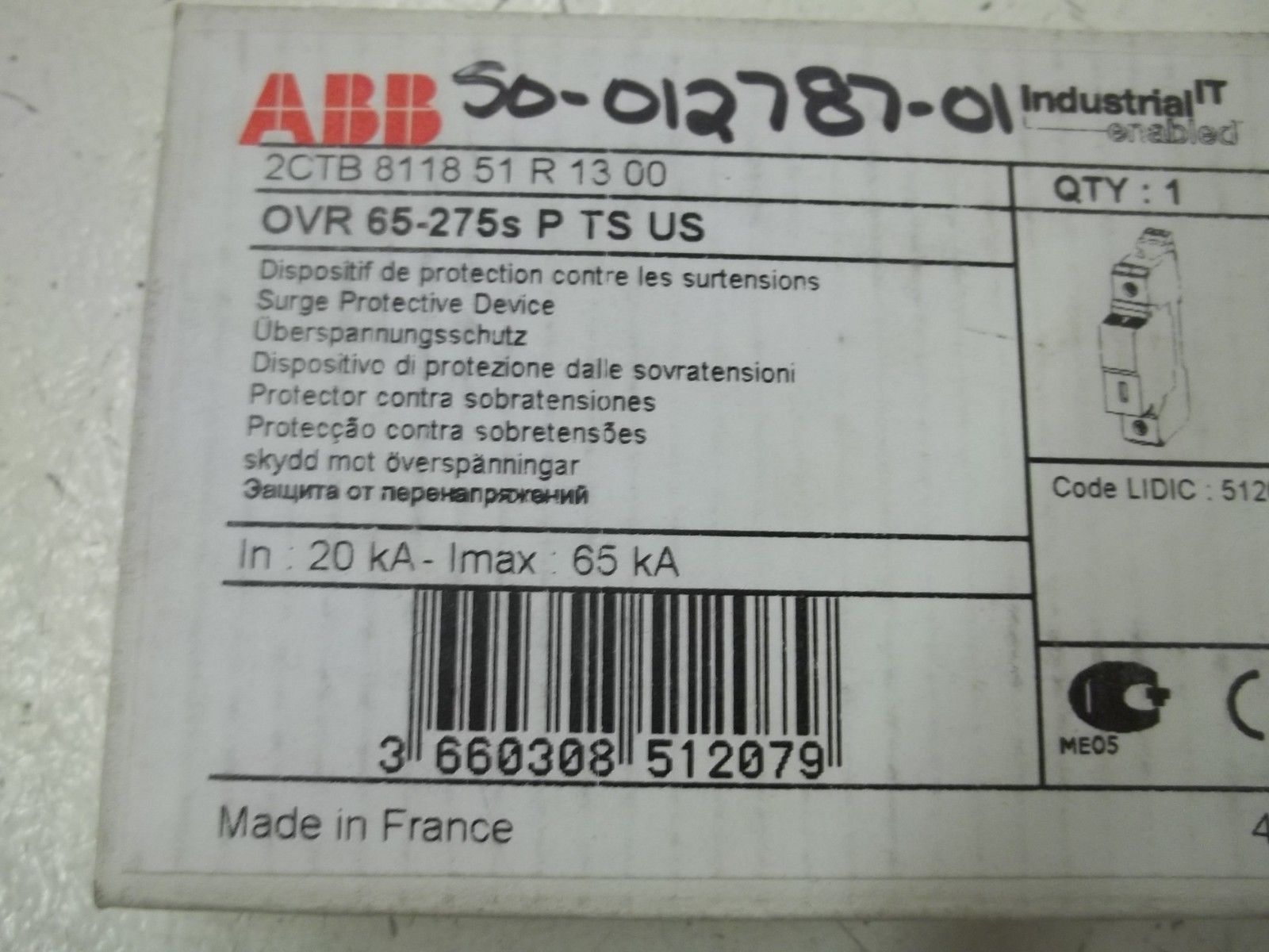 ABB OVR 65-275S P TS US SURGE PROTECTIVE DEVICE NSMP
