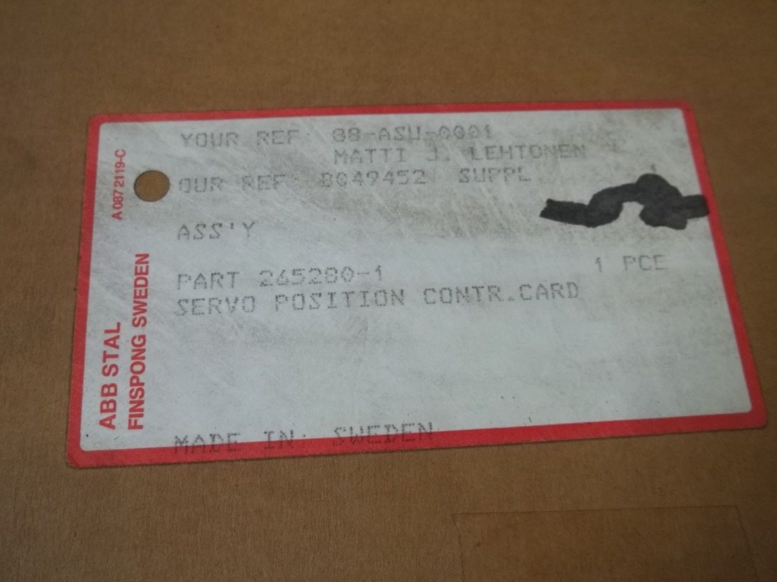 ABB STAL 265280-1 SERO POSITION CONTR. CARD NSMP