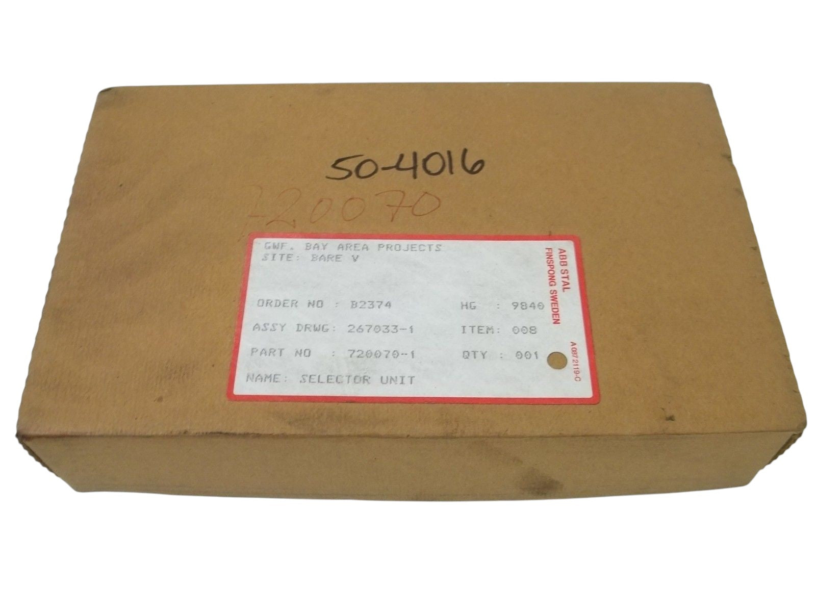 ABB STAL 720070-1 SELECTOR UNIT NSMP