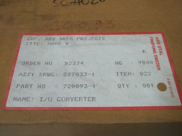 ABB STAL 720093-1 I/U CONVERTER NSMP