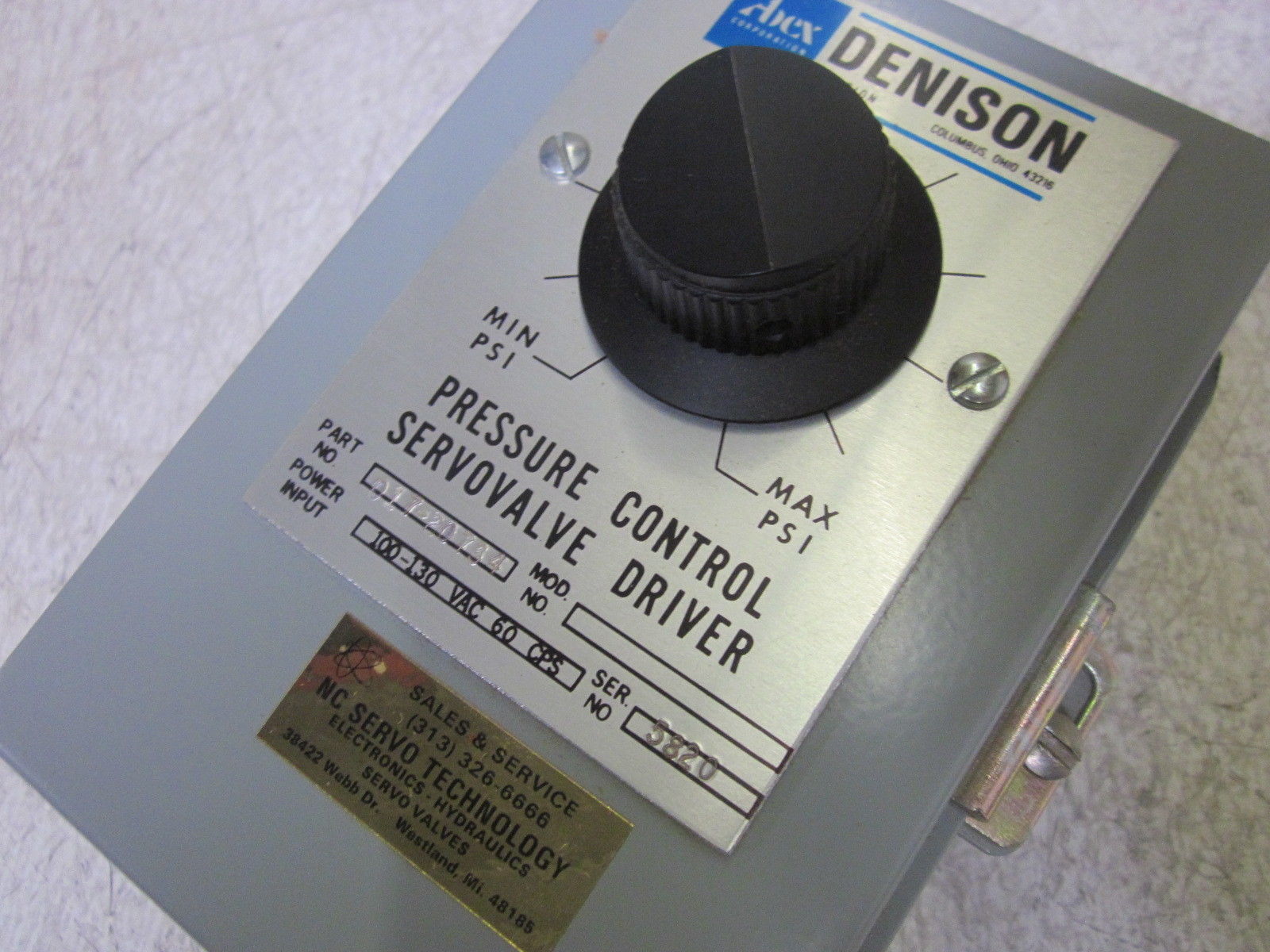 ABEX CORP. 017-20734 PRESSURE CONTROL SERVO VALVE DRIVER NSMP