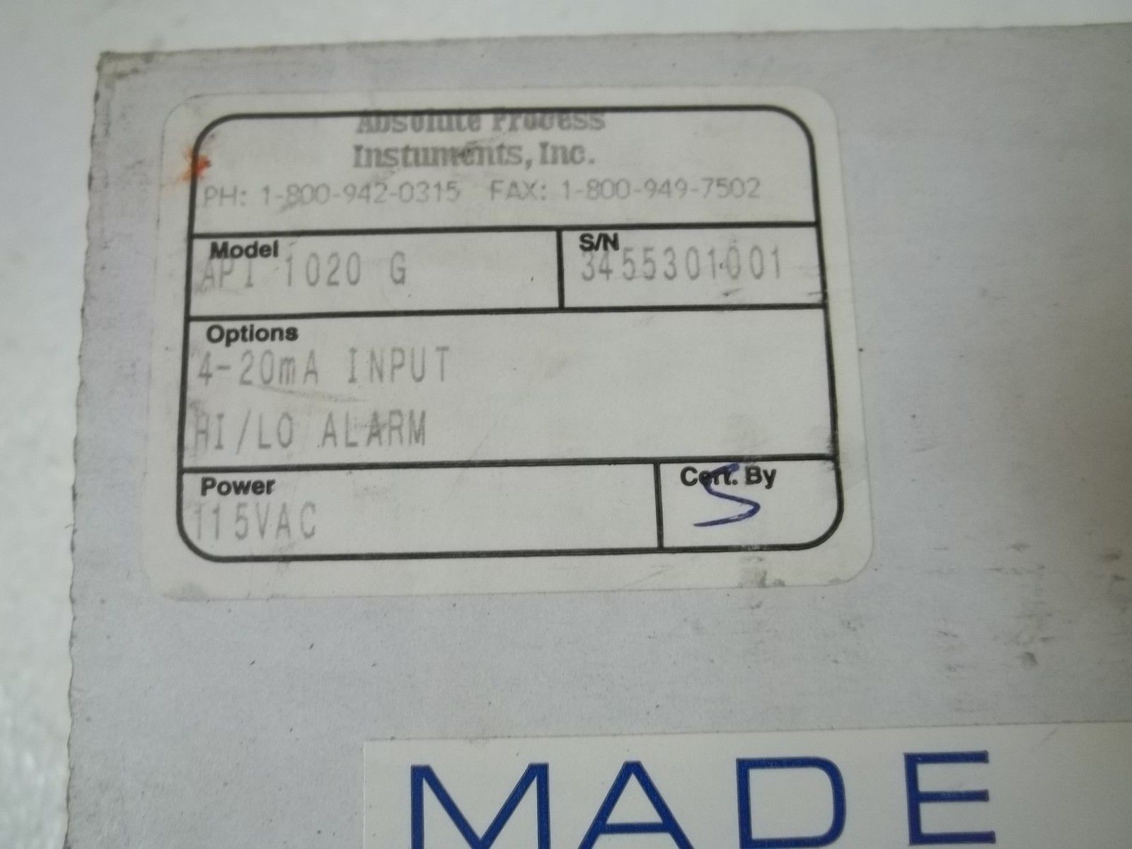 ABSOLUTE PROCESS API1020G RELAY NSMP