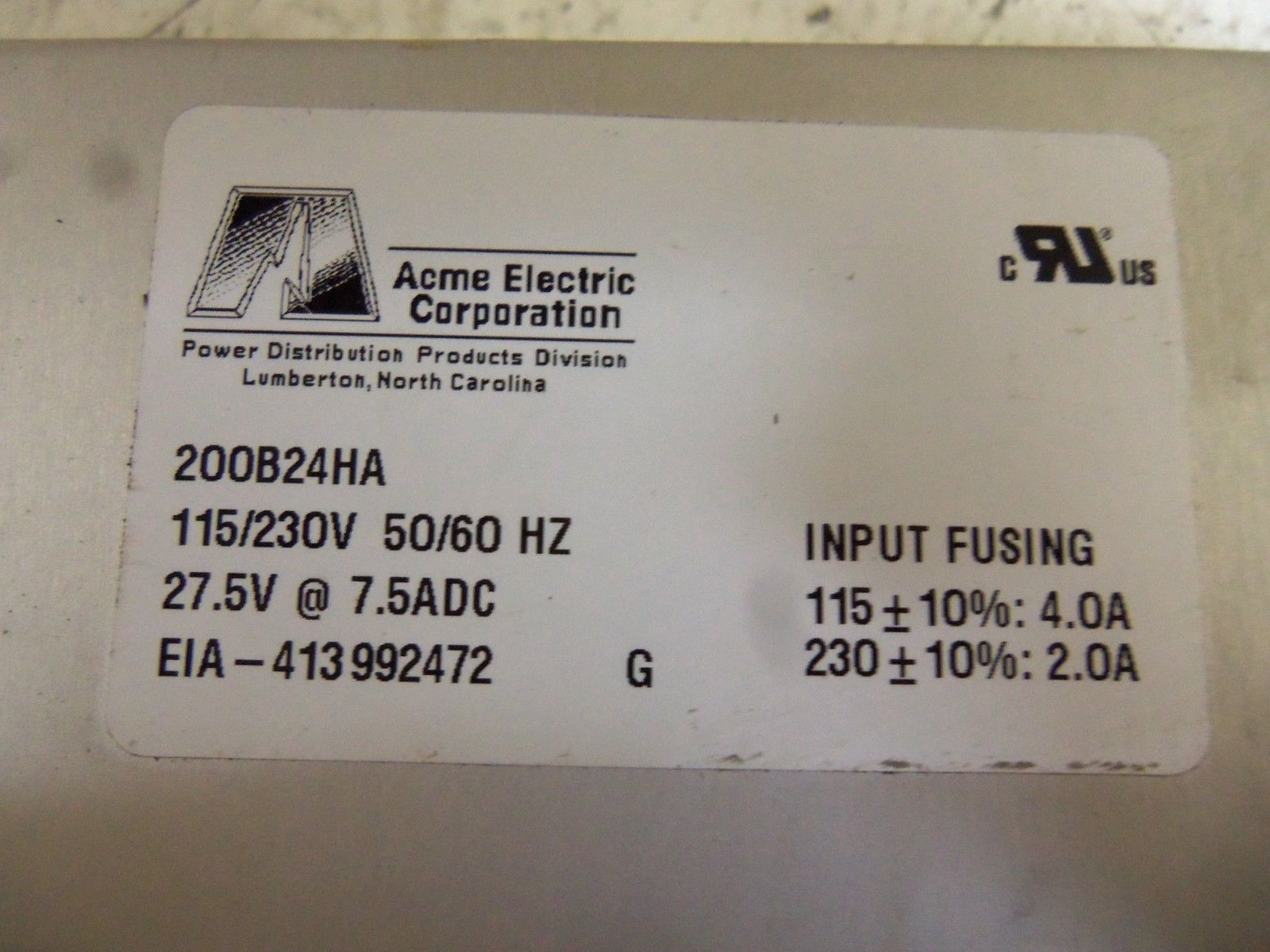 ACME 200B24HA POWER SUPPLY UNMP