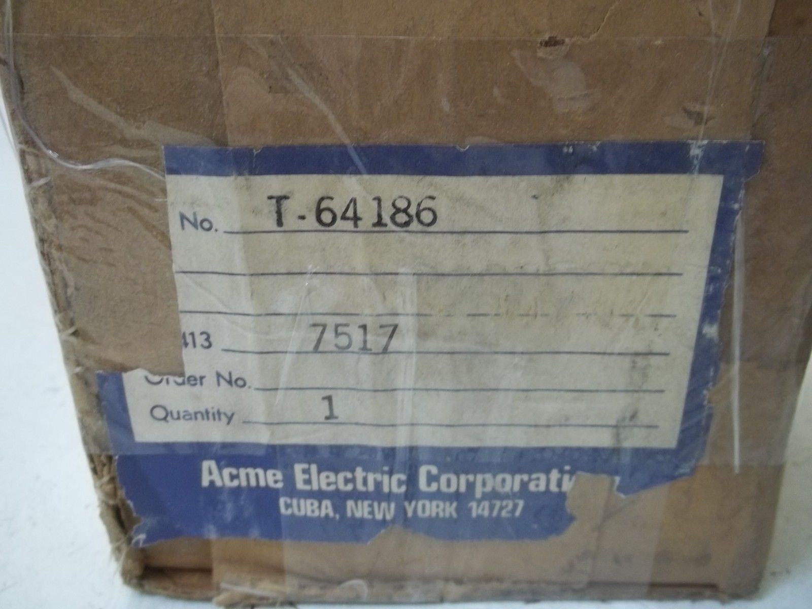 ACME ELECTRIC CORP. T-64186 TRANSFORMER NSMP