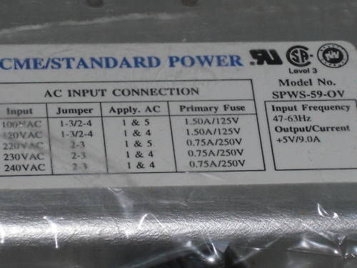 ACME/STANDARD POWER SPWS-59-OV POWER SUPPLY UNMP