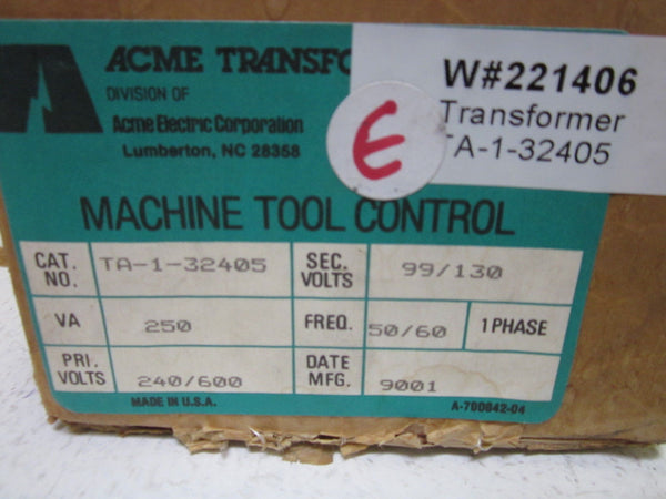 ACME TRANSFORMER TA-1-32405 600V TRANSFORMER NSMP