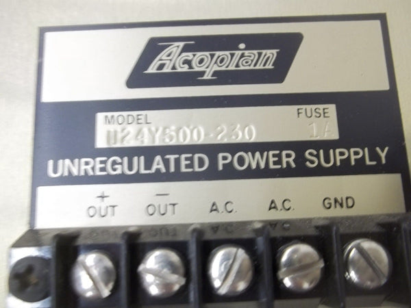 ACOPIAN U24Y500-230 UNREGULATED POWER SUPPLY UNMP