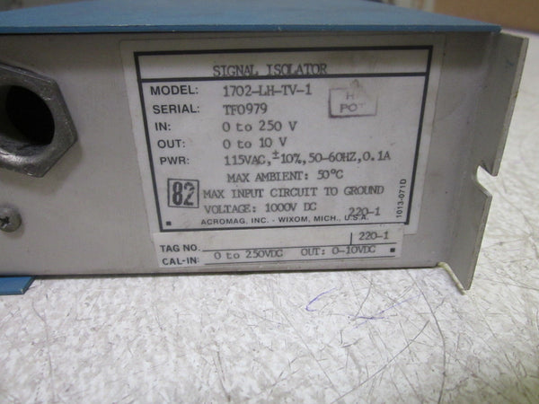 ACROMAG 1702-LH-TV-1 SIGNAL ISOLATOR 0-10VDC  UNMP