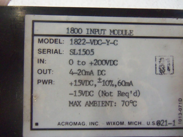 ACROMAG INPUT MODULE 1822-VDC-Y-C UNMP