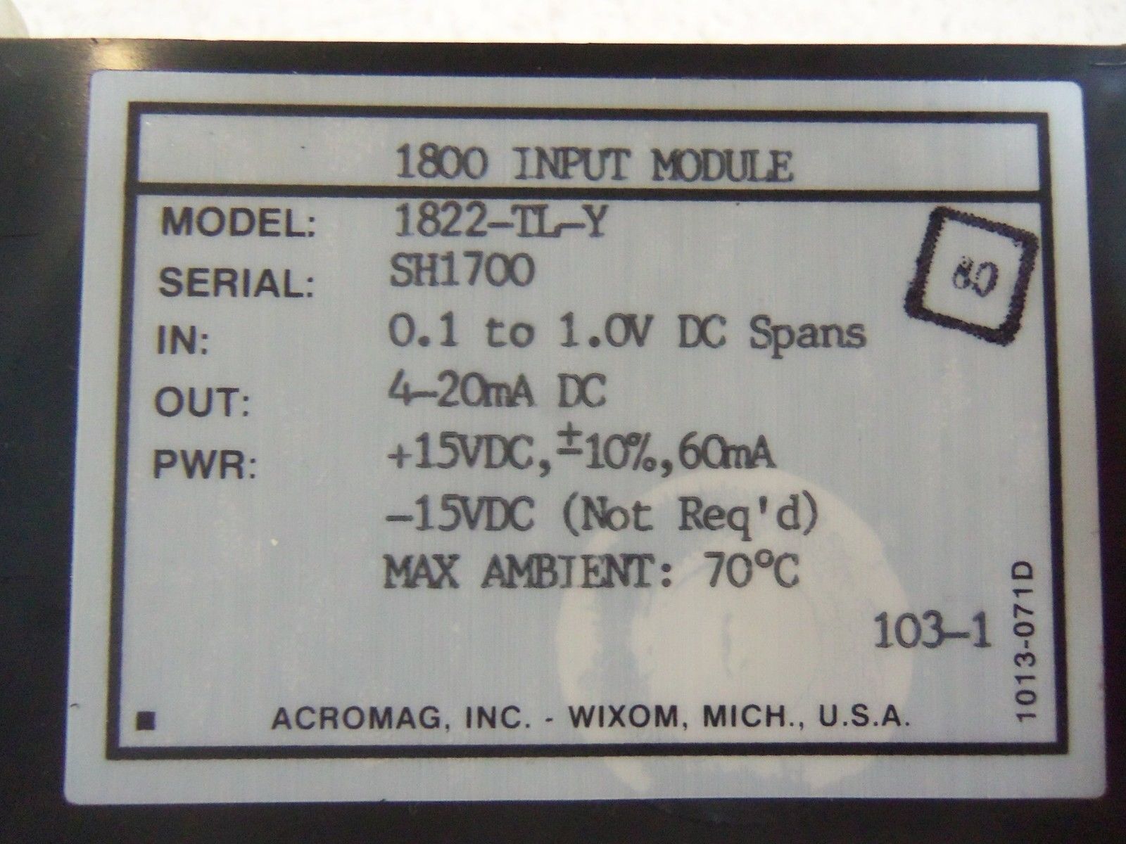 ACROMAG INPUT MODULE 1822-TL-Y UNMP
