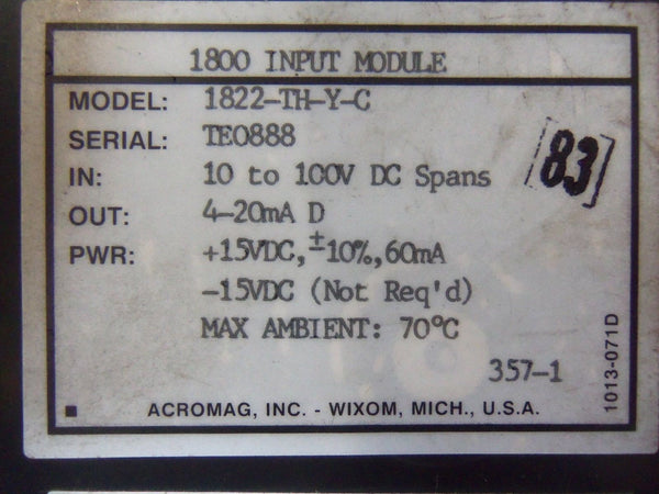 ACROMAG INPUT MODULE 1822-TH-Y-C UNMP