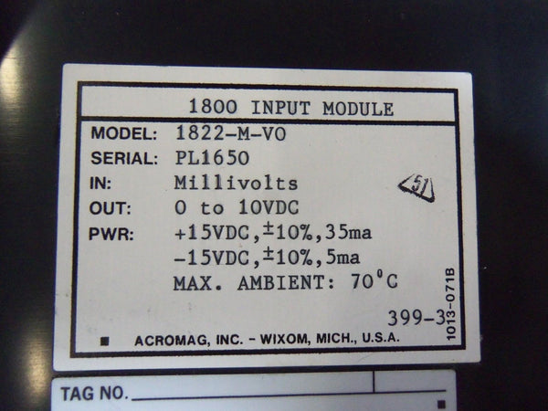 ACROMAG INPUT MODULE 1822-M-V0 UNMP