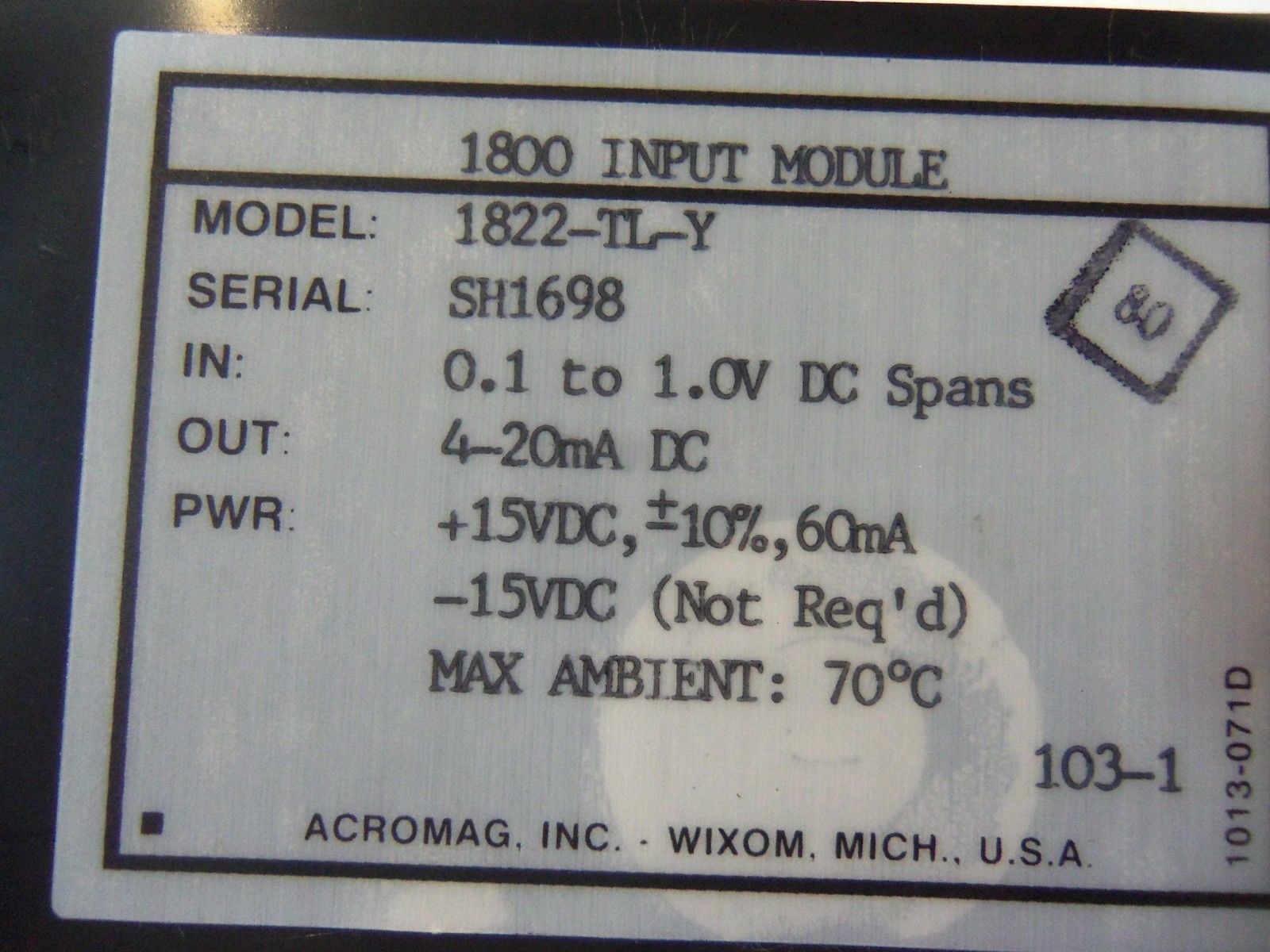 ACROMAG INPUT MODULE 1822-TL-Y NSMP
