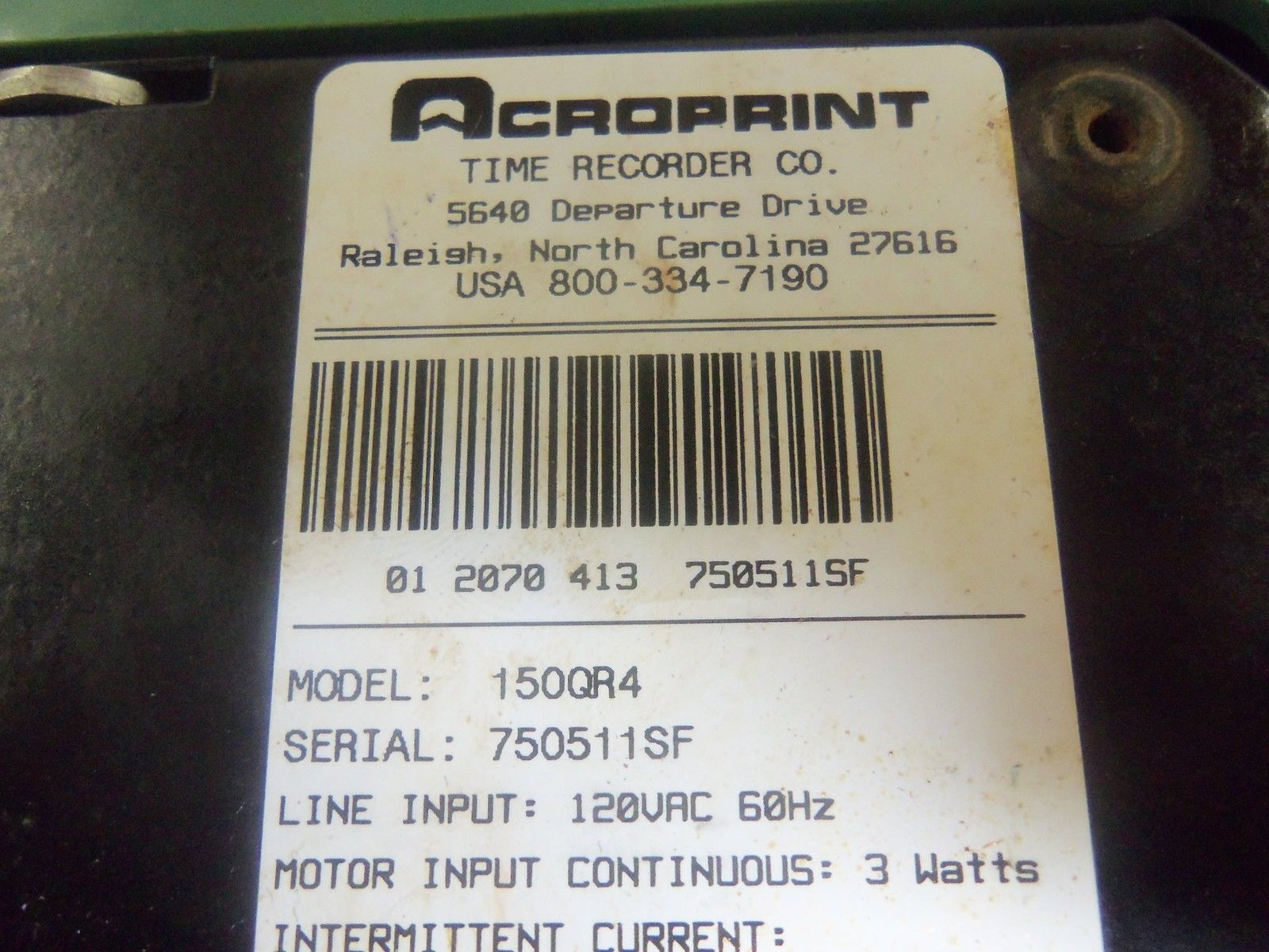 ACROPRINT 150QR4 TIME RECORDER UNMP