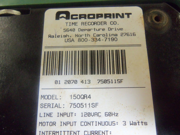ACROPRINT 150QR4 TIME RECORDER UNMP