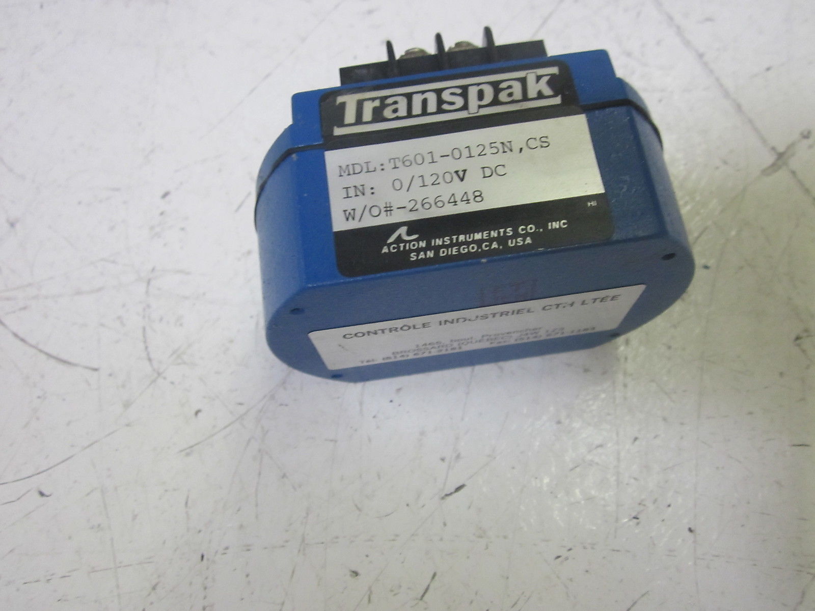 ACTION INSTRUMENTS T601-0125N-CS TRANSMITTER 120VAC UNMP