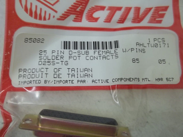 ACTIVE D25S-TG 25 PIN D-SUB FEMALE W/PINS NSMP