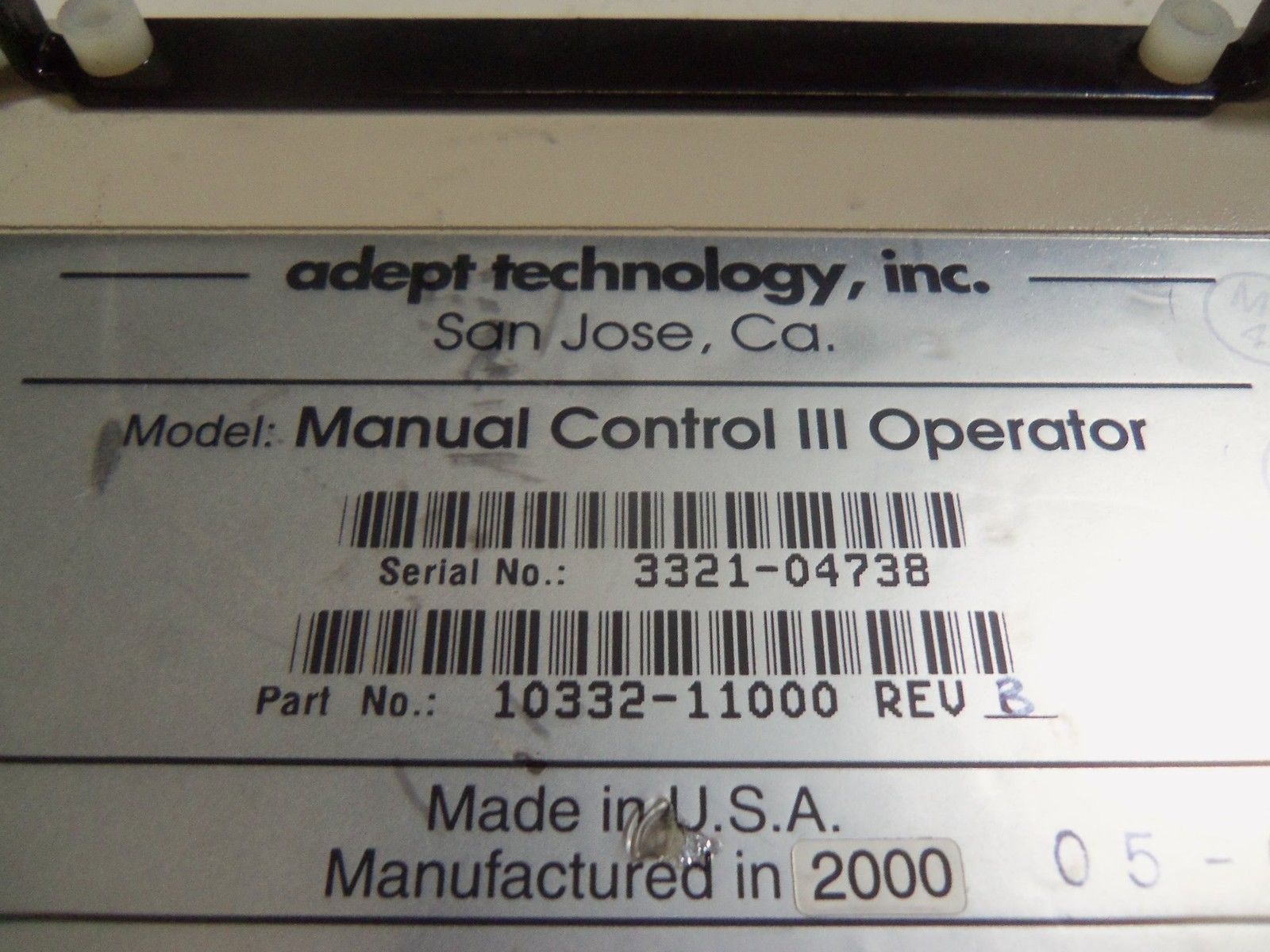 ADEPT 10332-11000 REV. B MANUAL CONTROL III OPERATOR UNMP
