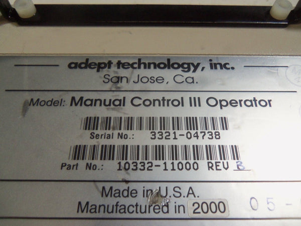 ADEPT 10332-11000 REV. B MANUAL CONTROL III OPERATOR UNMP