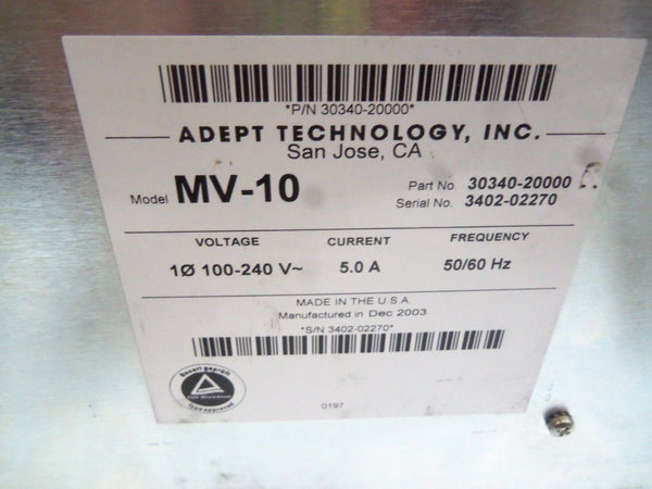 ADEPT TECHNOLOGIES MV-10 POWER SUPPLY RACK UNMP