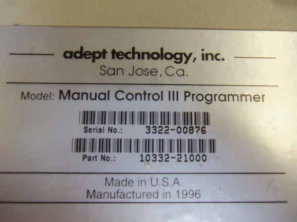 ADEPT TECHNOLOGY 10332-21000 PROGRAMMER FOR MANUAL CONTROL UNMP