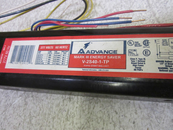 ADVANCE RAPID START BALLAST V2S40TP 277V UNMP
