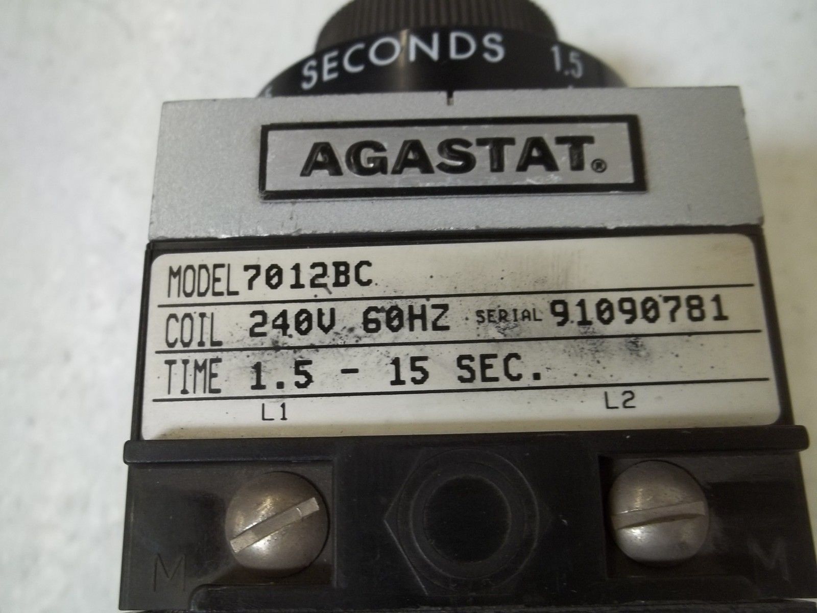 AGASTAT 7012BC TIME DELAY RELAY 1.5-15 SEC. UNMP