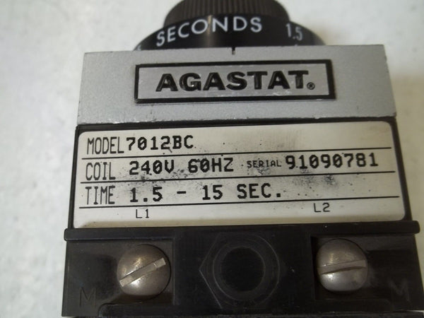 AGASTAT 7012BC TIME DELAY RELAY 1.5-15 SEC. UNMP