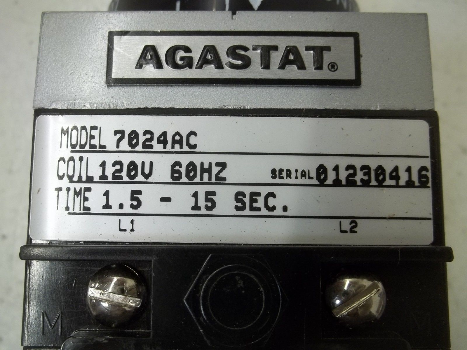 AGASTAT 7024AC TIMING DELAY 1.5-15 SEC. 120V NSNP