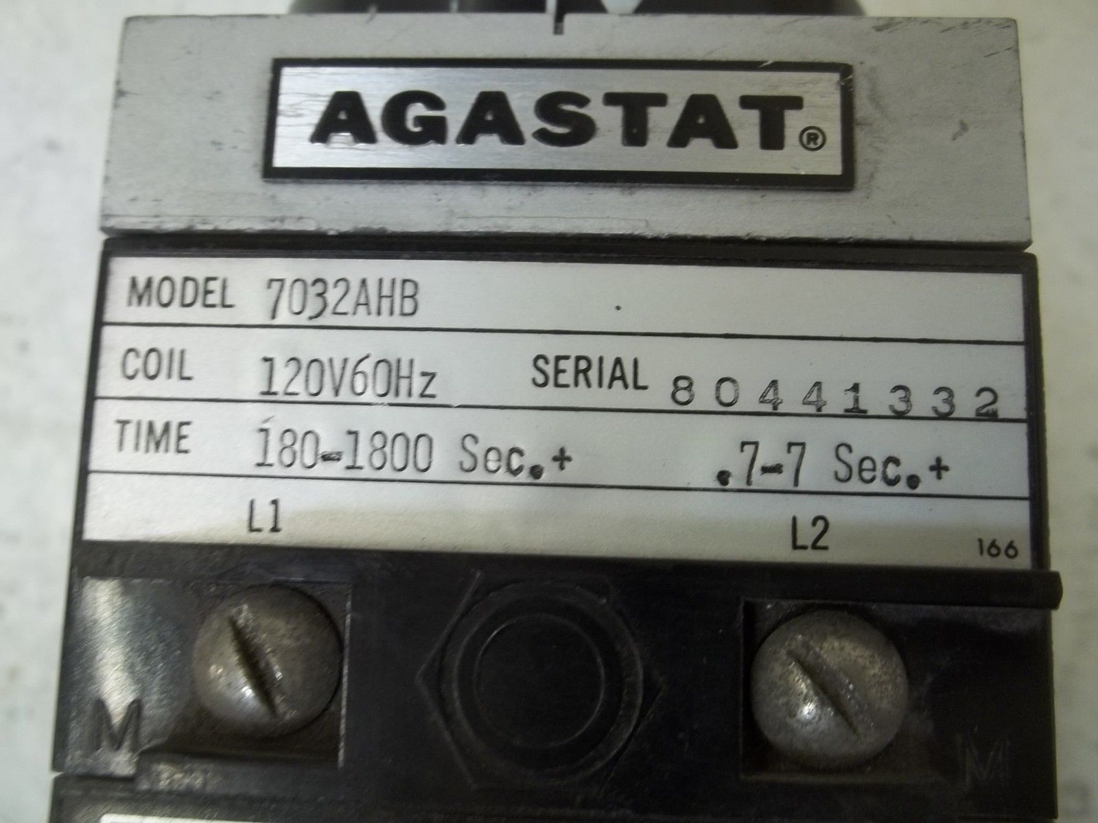 AGASTAT 7032AHB TIMING 180-1800SEC. 120V UNMP