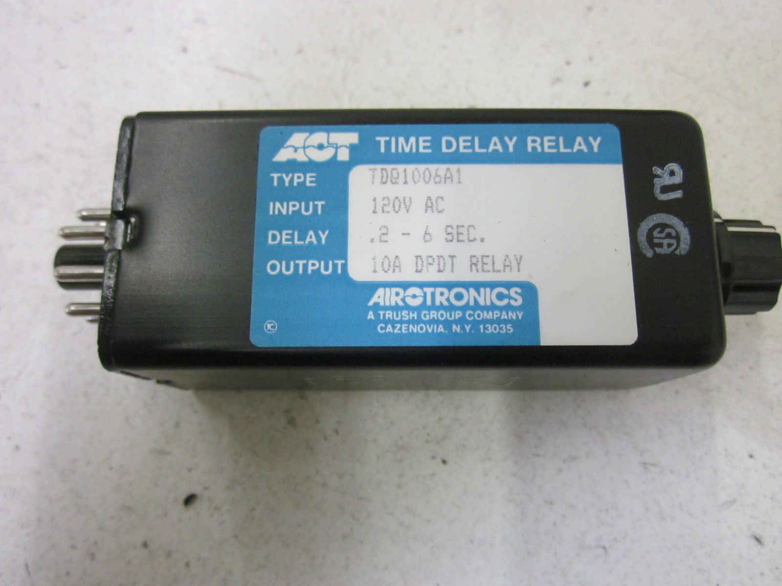 AIROTRONICS TDD1006A1 TIME DELAY RELAY .2-6 SEC. NSMP