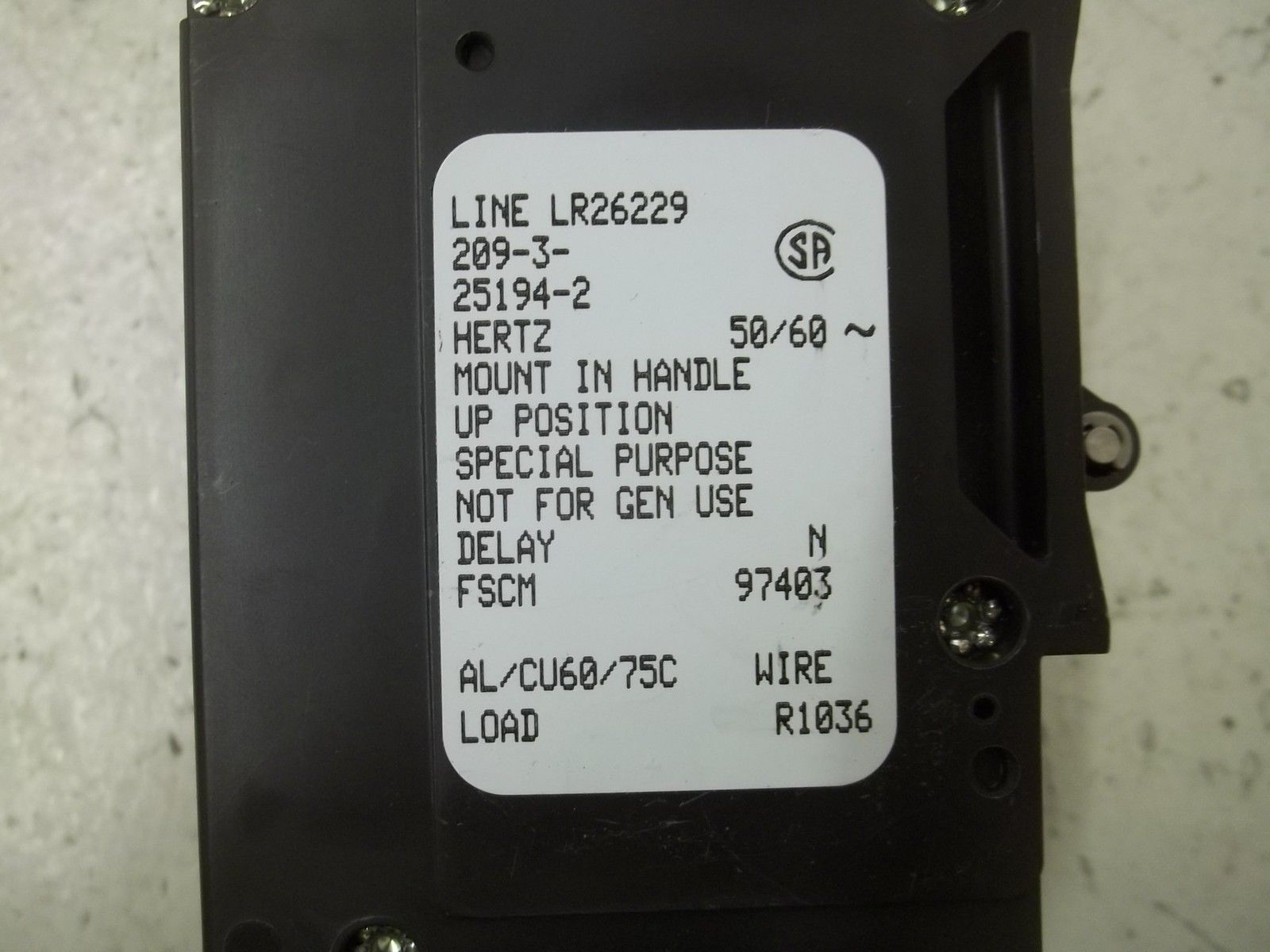 AIRPAX 209-3-25194-2 HYDRAULIC MAGNETIC CIRCUIT BREAKER NSNP