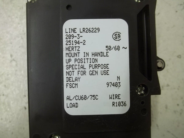 AIRPAX 209-3-25194-2 HYDRAULIC MAGNETIC CIRCUIT BREAKER NSNP